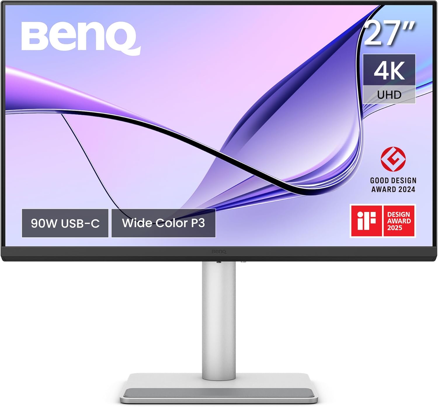 BenQ MA270U Monitor für MacBook - 27 Zoll 4K UHD mit 3840 x 2160 - Dual USB C mit 90 W Mac Color Match P3 - Ergonomischer Bildschirm mit USB Hub-Nestmyio