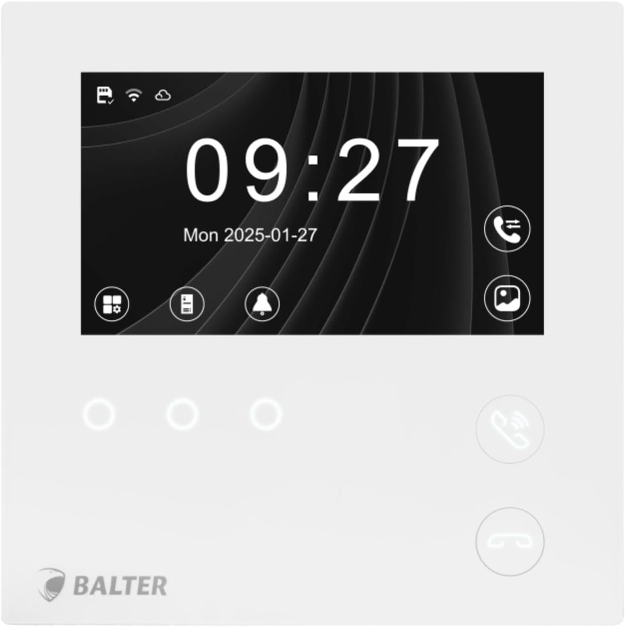 Balter EVO HD MINI Zusatzmonitor - 4,3 Zoll Display für Einfamilienhaus - Full HD Video und 175 Grad Weitwinkel - Weiß mit 2 Draht Bus ohne App-Nestmyio