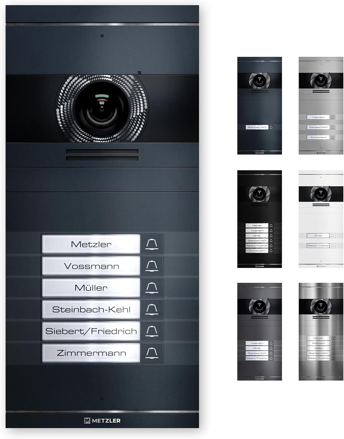 Metzler VDM10 2.0 Video Türsprechanlage - Anthrazit RAL7016 mit austauschbarem Namensschild - LAN PoE oder 2 Draht IP - Steuerung per Innenstation Smartphone PC Mac-Nestmyio