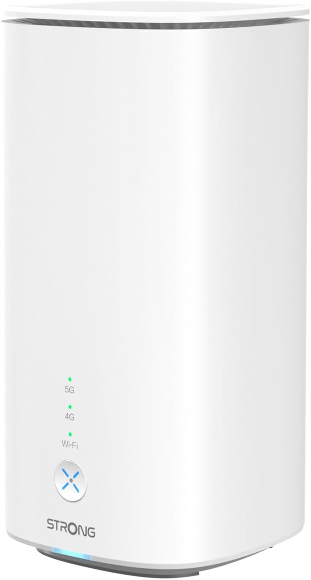 STRONG 5G Router AX3000 - Dualband Wi Fi 6 mit SIM Karte und bis zu 3,2 GBit je Sekunde - 2,5 Gigabit WAN LAN RJ11 VoIP und Mesh - Weiß mit Qualcomm Chipsatz und WPS-Nestmyio