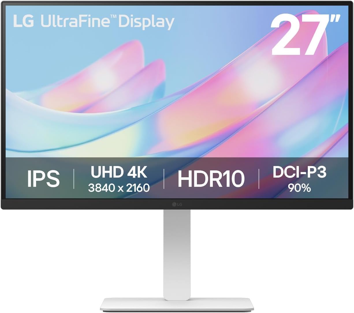 LG UltraFine 27US550 W 4K Monitor - 27 Zoll IPS Display mit 3840 x 2160 - HDR10 und 90 Prozent DCI P3 bei 60 Hz - Weiß mit HDMI und Neigungsverstellung-Nestmyio