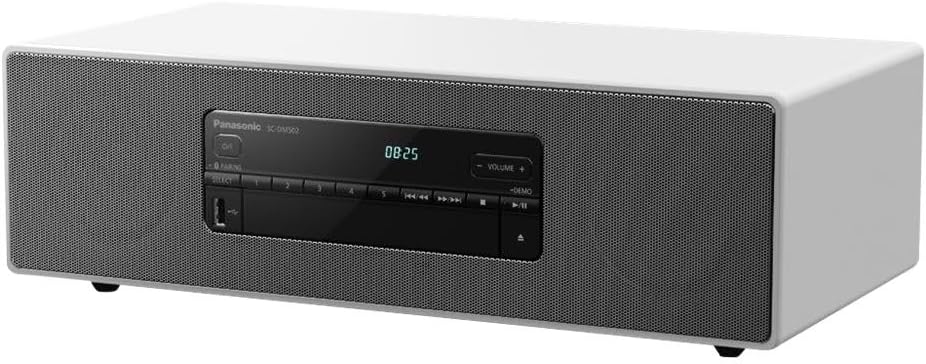 Panasonic SC DM502 Premium Stereoanlage - DAB Radio und Bluetooth Verbindung - Stereo Surround Lautsprecher mit USB Anschluss - Weiß bei 40 x 21,9 x 12,7 cm-Nestmyio