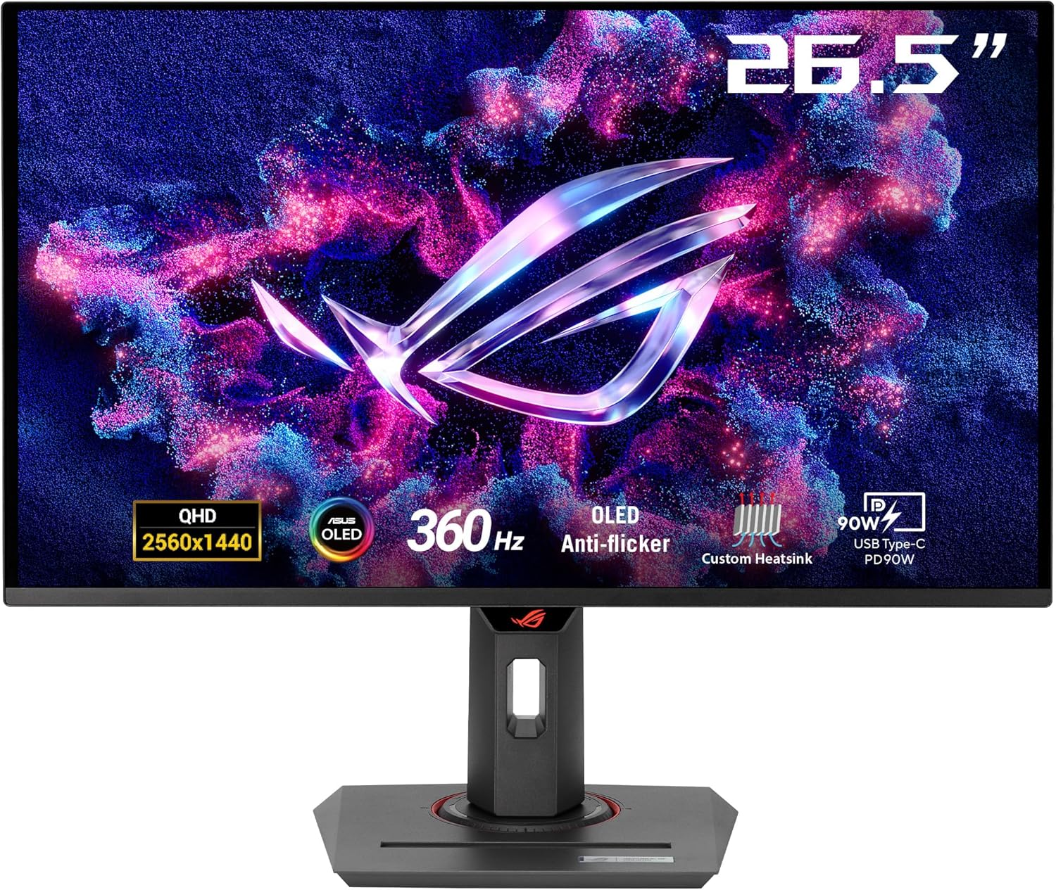 ASUS ROG Strix OLED XG27ACDNG Monitor - 27 Zoll QHD QD OLED mit 2560 x 1440 - 360 Hz 0,03 ms G Sync DCI P3 - Schwarz mit Kühlkörper Anti Flicker-Nestmyio