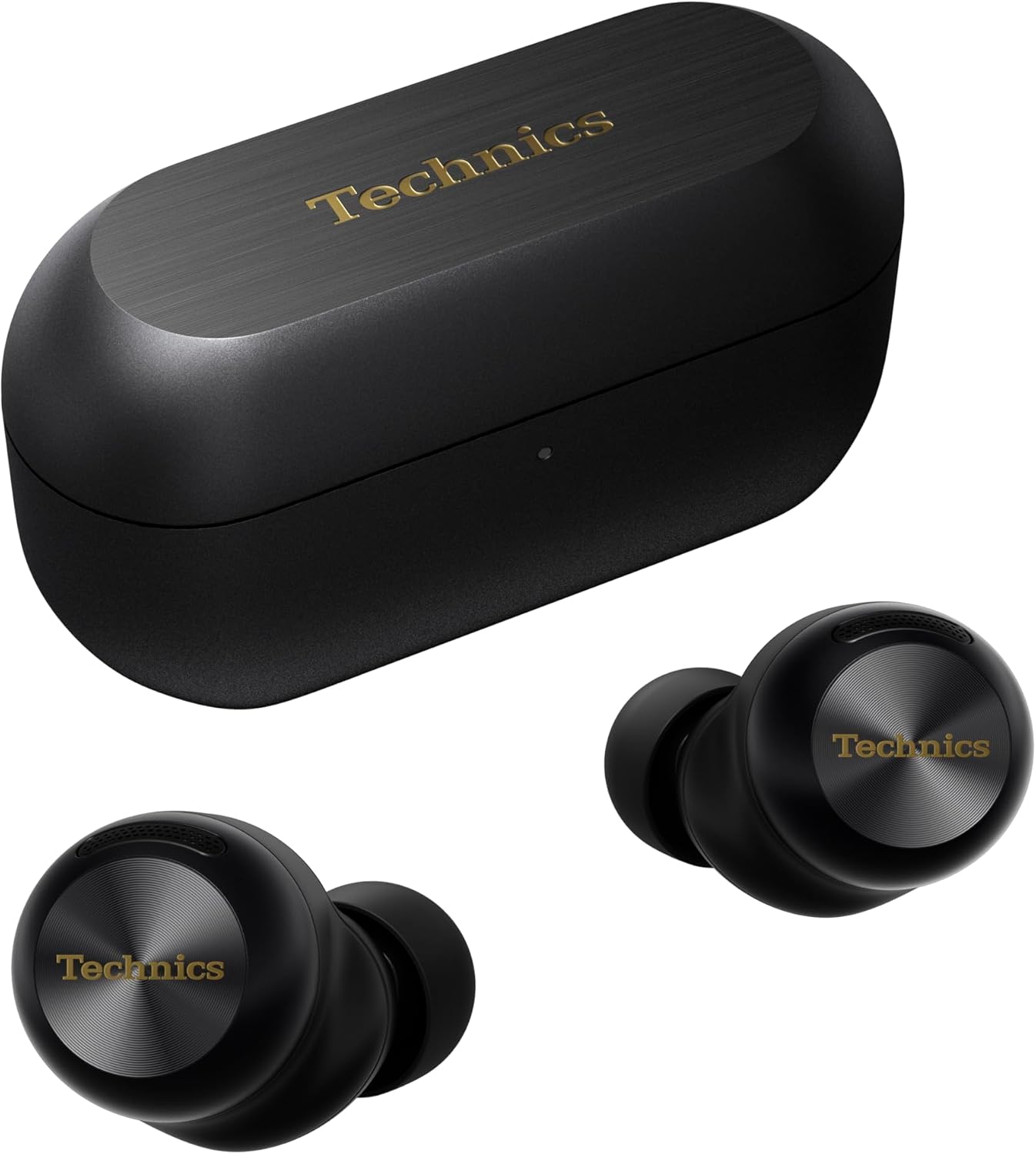Technics EAH AZ100 In Ear Kopfhörer - Aktive Geräuschunterdrückung und Voice Focus AI - Multipoint Bluetooth mit kabellosem Ladebehälter - Schwarz mit Ohrstöpseln und Kabel-Nestmyio