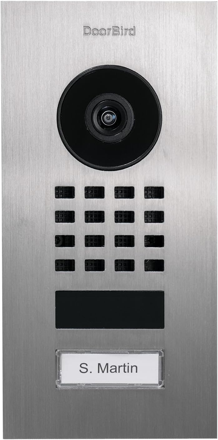 DoorBird D1101V IP Video Türstation - Unterputz aus Edelstahl V2A mit Ruftaste - HD Kamera mit Nachtsicht und Bewegungssensor - WLAN Bluetooth Ethernet und Zwei Wege Audio-Nestmyio