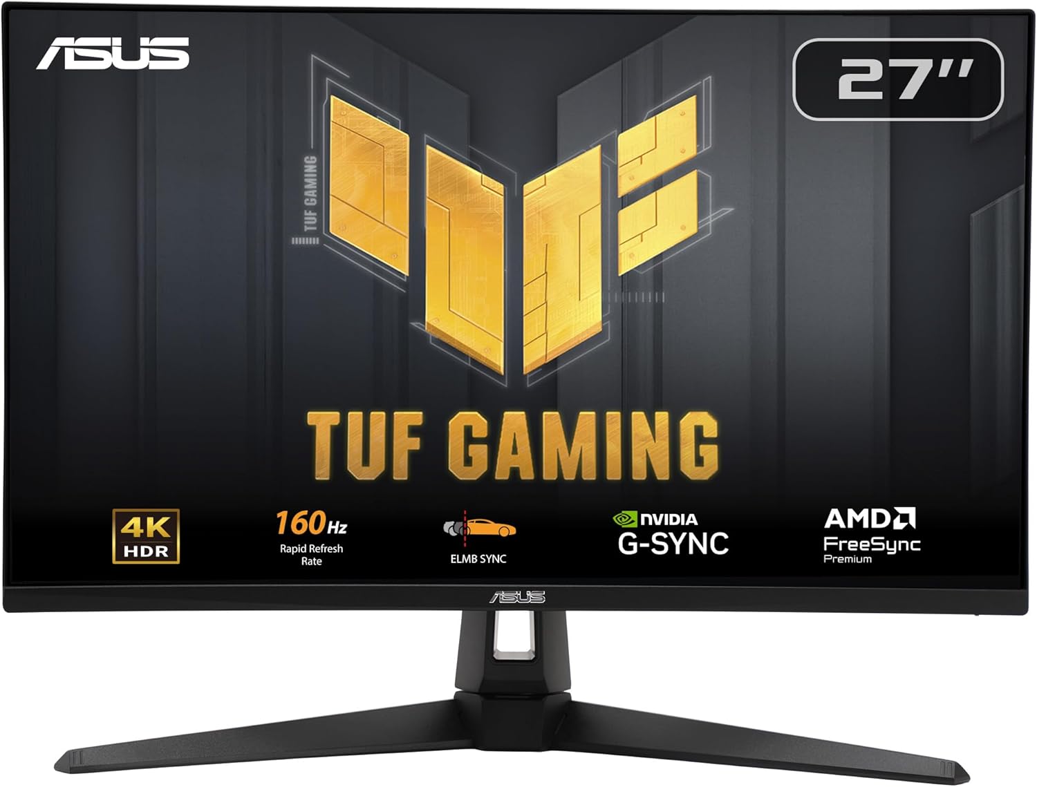 ASUS TUF Gaming VG27UQ1A Monitor - 27 Zoll 4K UHD Fast IPS mit 160 Hz - 1 ms G Sync FreeSync ELMB HDR10 - Entspiegelt mit HDMI DisplayPort und Lautsprechern-Nestmyio