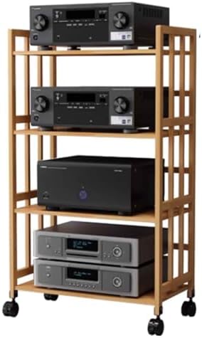 Professionelles Audio Rack - Mehrschichtiger Ständer aus Holz in Trapezform - 4 Ebenen für Verstärker und Heimkino Geräte - Platzsparend für Studio und Medienraum-Nestmyio