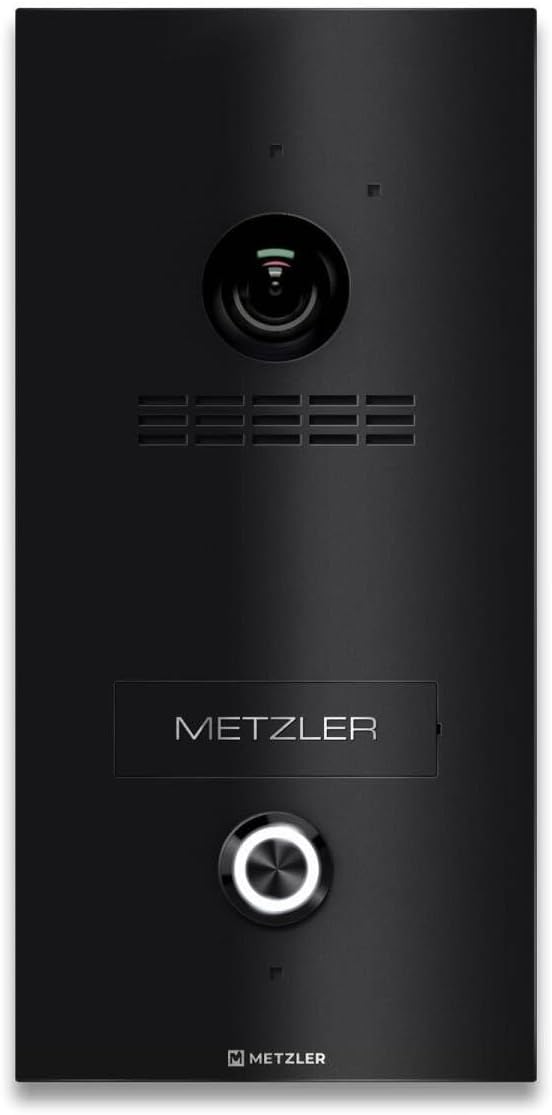 Metzler VDM10 Kian Video Türsprechanlage - HD Kamera mit Türöffner und Smartphone Steuerung - LAN PoE IP65 vandalismussicher - Tiefschwarz für Einfamilienhaus-Nestmyio