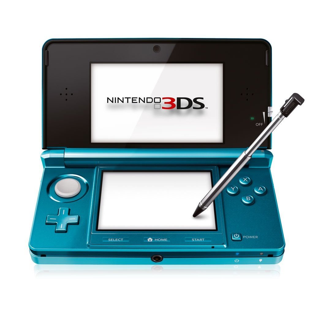 Nintendo 3DS Handheld Konsole - Aqua Blau mit Lithium Ionen Akku - Englische Sprache mit deutschem Handbuch und Untertiteln - Mobiles Spielsystem mit 290 g Gewicht-Nestmyio