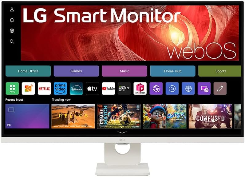 LG Smart Monitor 32U721SA W - 32 Zoll 4K UHD LED mit 3840 x 2160 - webOS 24 HDR10 und 90 Prozent DCI P3 - USB C 65 W Bluetooth HDMI DisplayPort Schwarz-Nestmyio