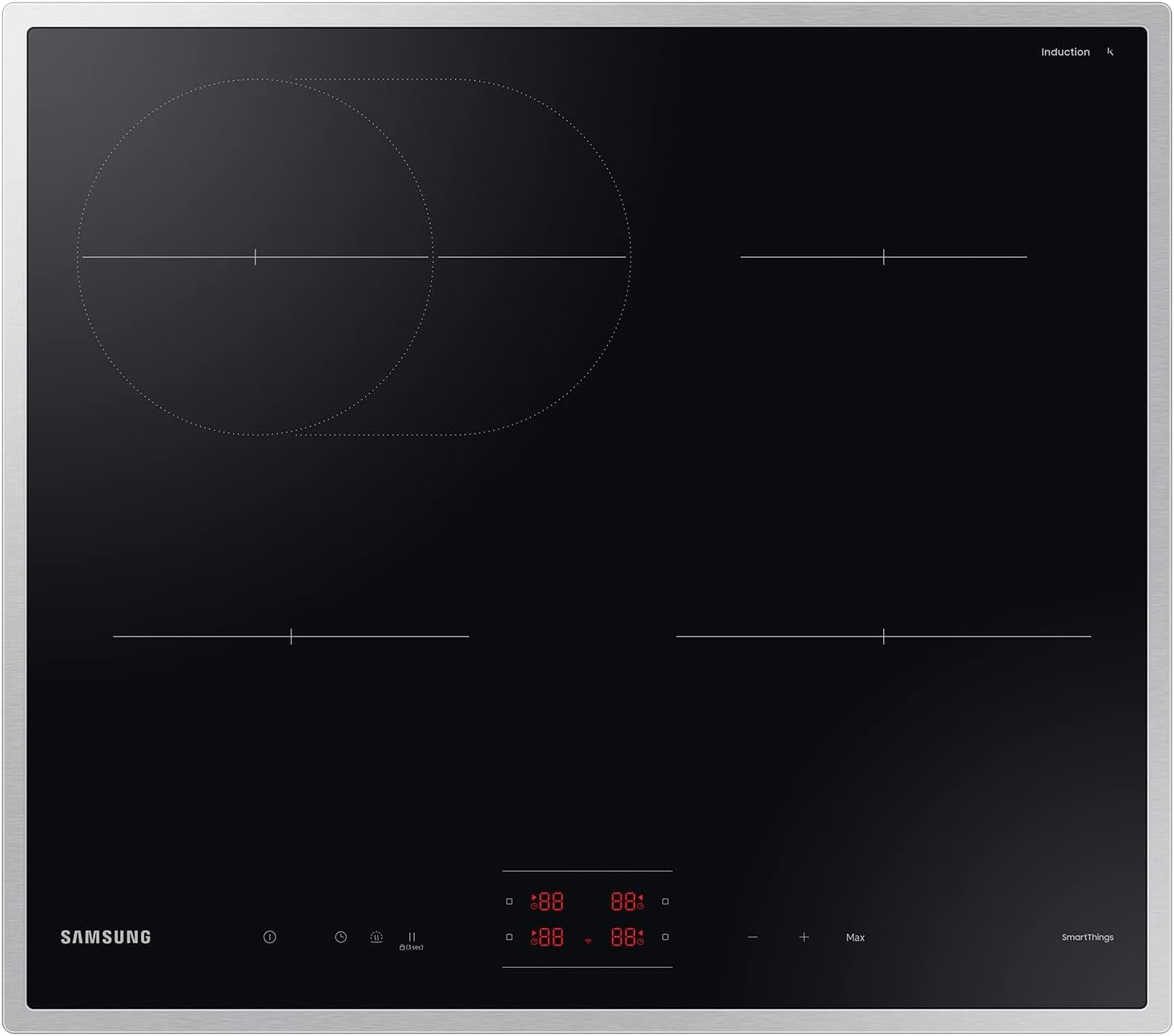 Samsung NZ64B4015HK U1 Induktionskochfeld - 60 cm autark mit Wide Induction - SmartThings Cooking und Sensor Slider - Schwarze Glaskeramik für die Einbauküche-Nestmyio