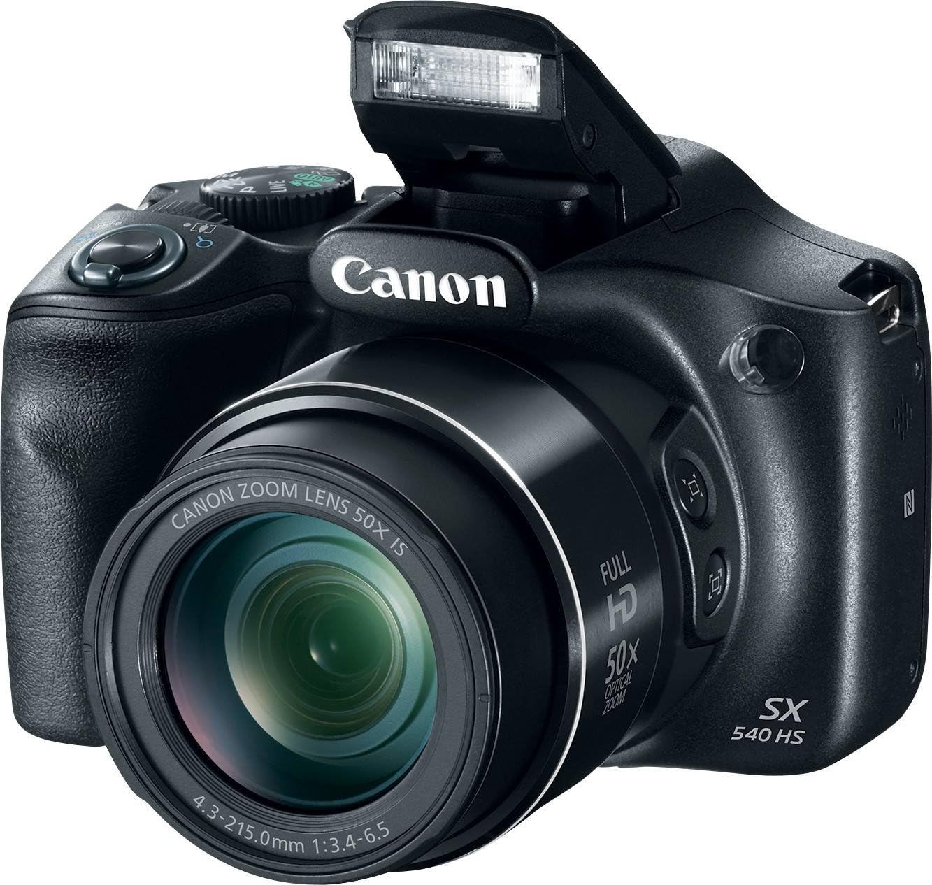 Canon PowerShot SX540 HS Bridgekamera - 20,3 MP CMOS Sensor und 50 fach Ultrazoom - ZoomPlus bis 100 fach - Full HD WLAN Schwarz-Nestmyio