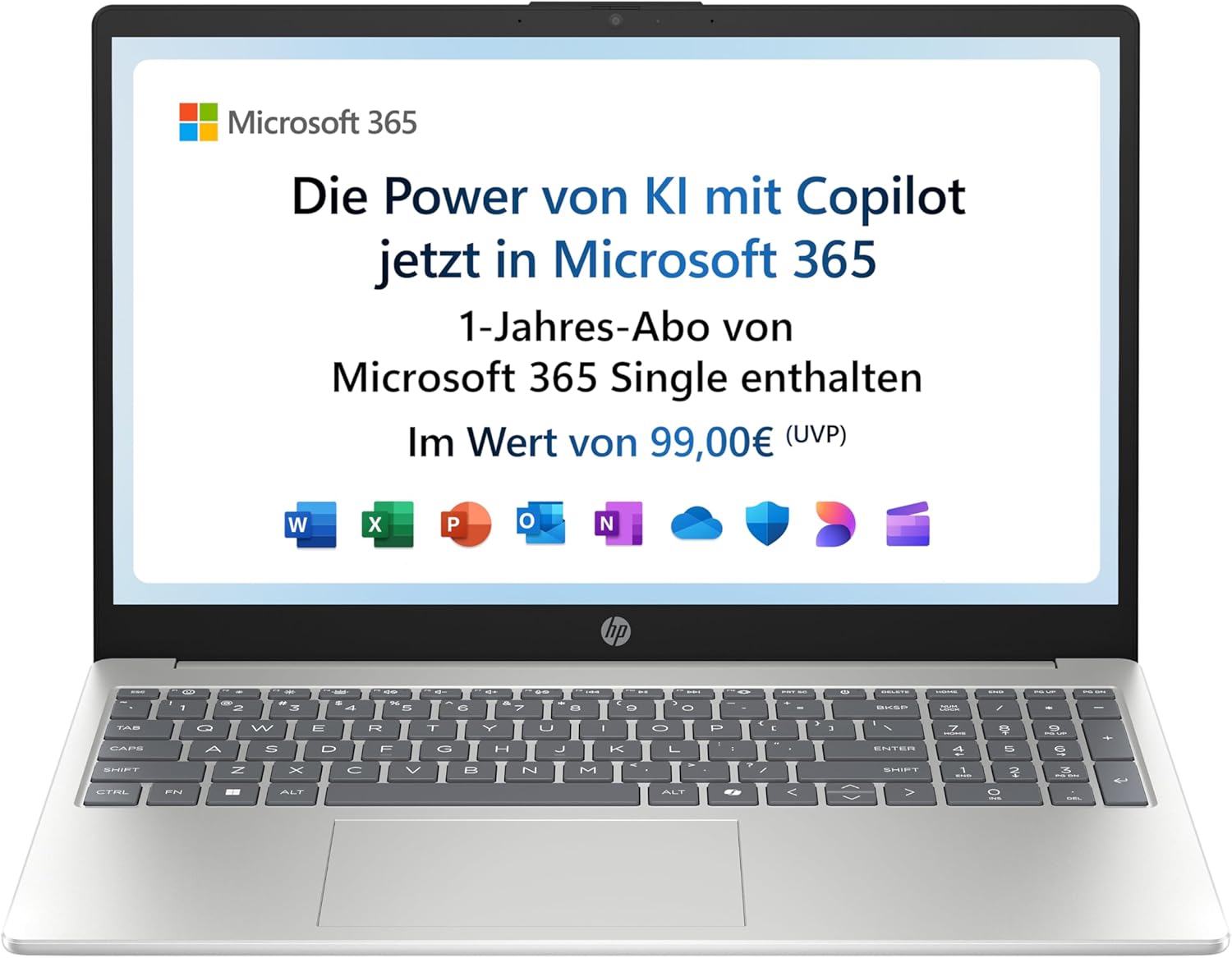 HP 15,6 Zoll Laptop mit Full HD Display - Intel N100 und Intel UHD Grafik - 4 GB DDR4 RAM und 128 GB UFS Speicher - Windows 11 Home S Modus QWERTZ Natural Silver-Nestmyio