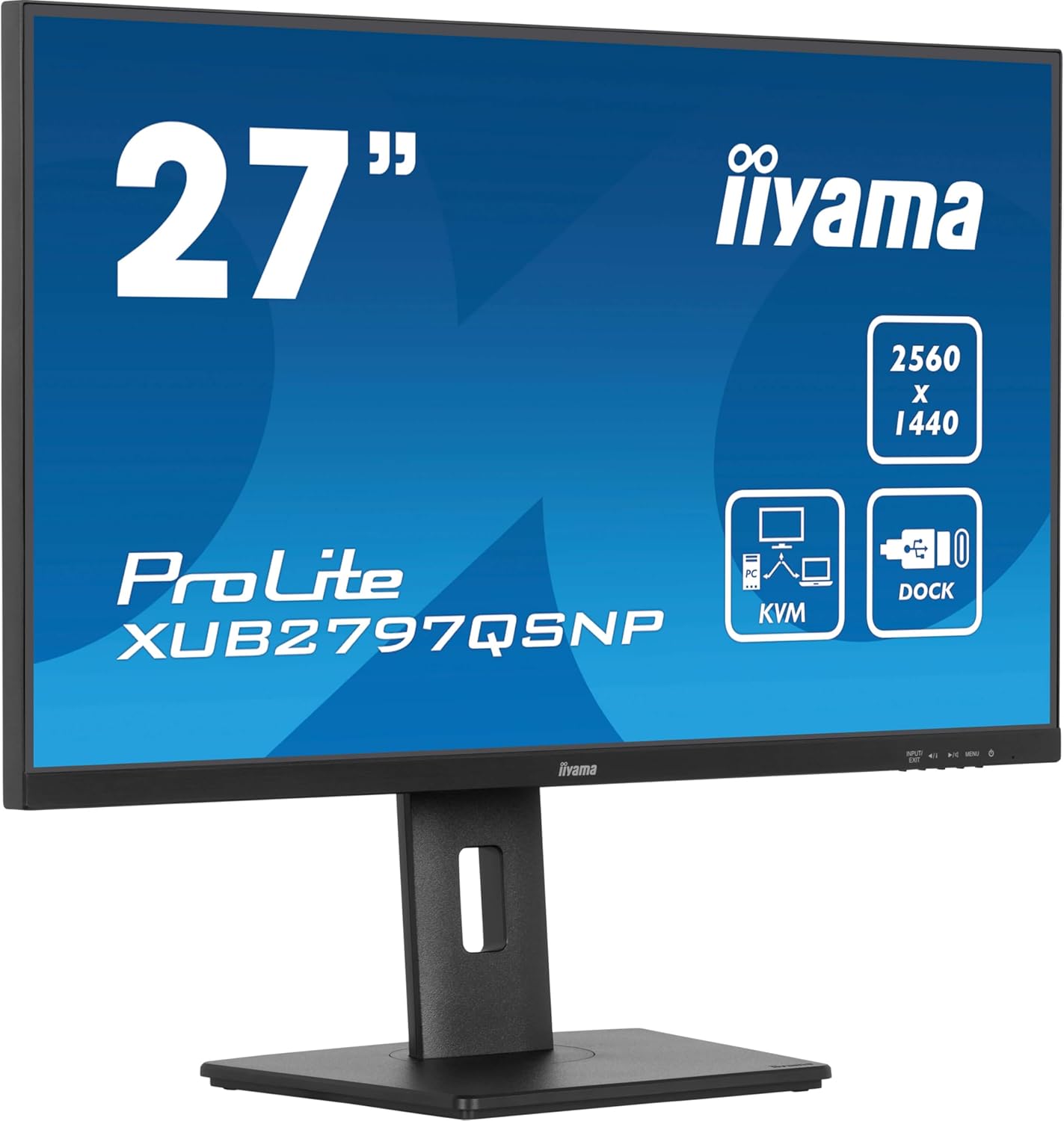 iiyama ProLite XUB2797QSNP B1 Monitor - 27 Zoll WQHD IPS mit 100 Hz - USB C Dock 96 W KVM LAN Daisy Chain - Höhenverstellbar mit Pivot HDMI DisplayPort USB 3.2-Nestmyio