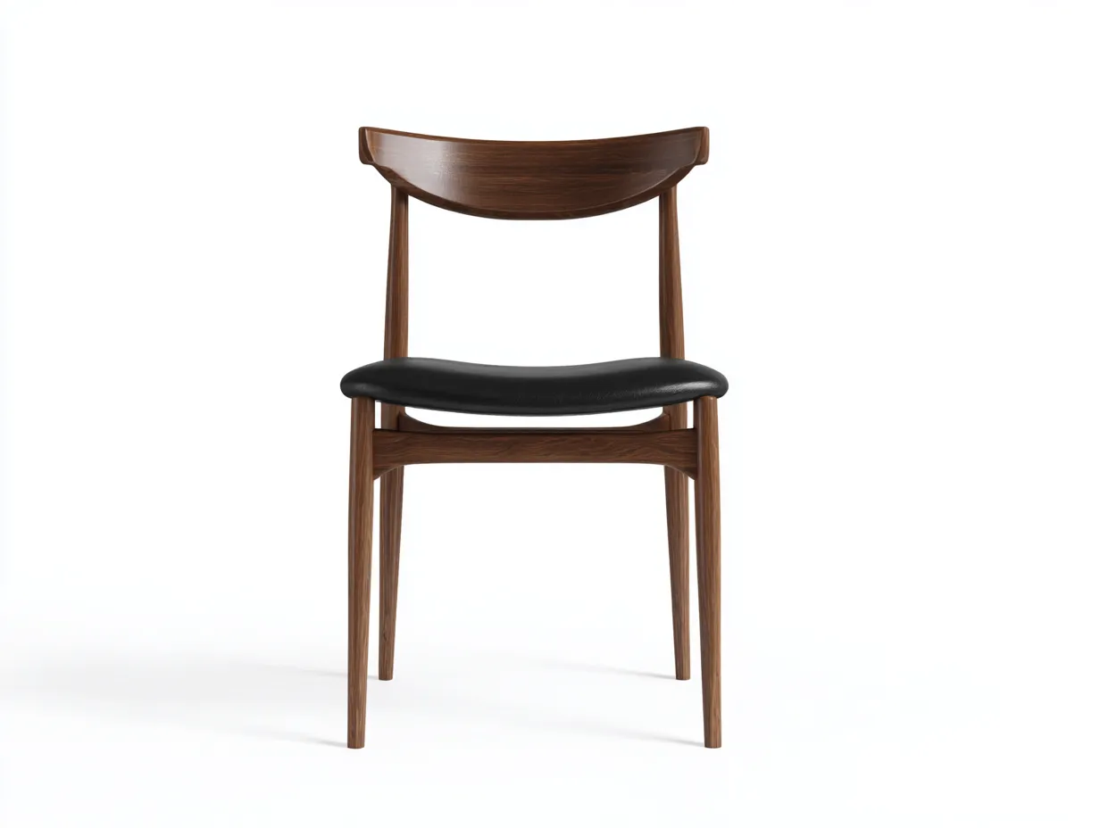 Esszimmerstuhl Holz Lederoptik 53x55x79 cm - Schwarz und Dunkelwalnuss - Stuhl mit offener Rückenform-Nestmyio