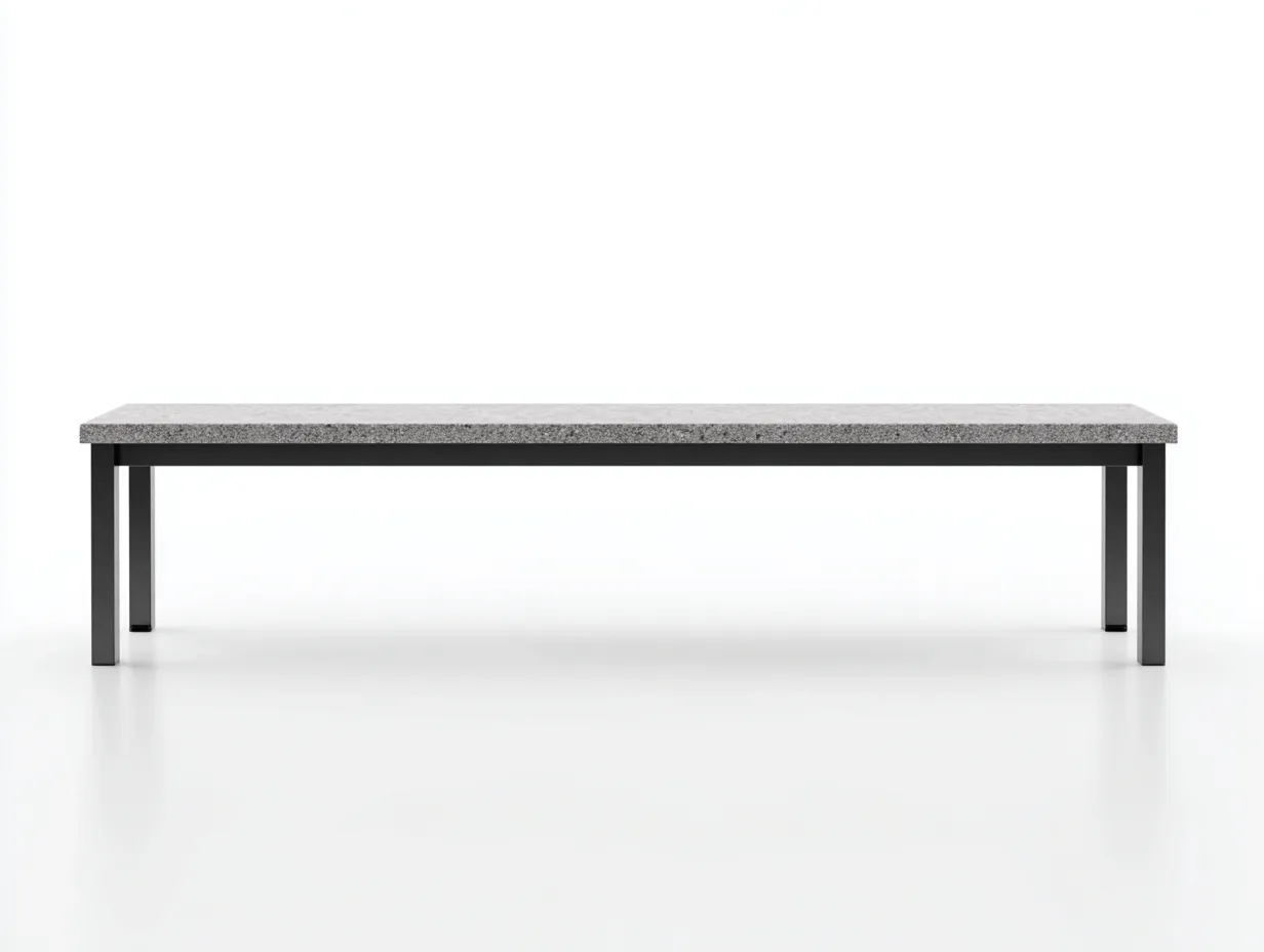 Bank Metall Steinoptik 178x37x45 cm - Betongrau und Schwarz - Outdoor-Sitzbank mit geradem Rahmen-Nestmyio