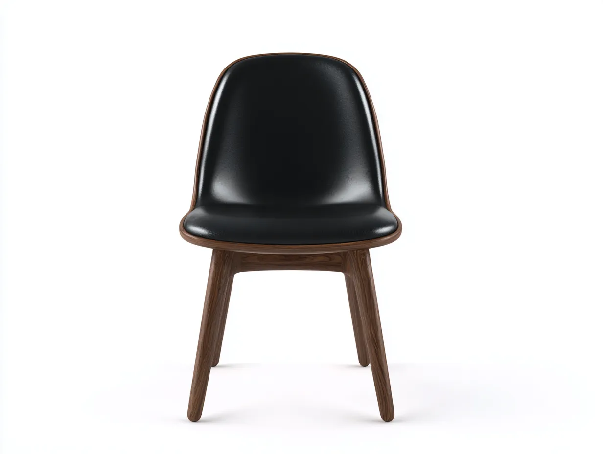 Esszimmerstuhl Lederoptik Holz 50x54x80 cm - Schwarz und Walnussbraun - Stuhl mit gerundeter Rückenlehne-Nestmyio