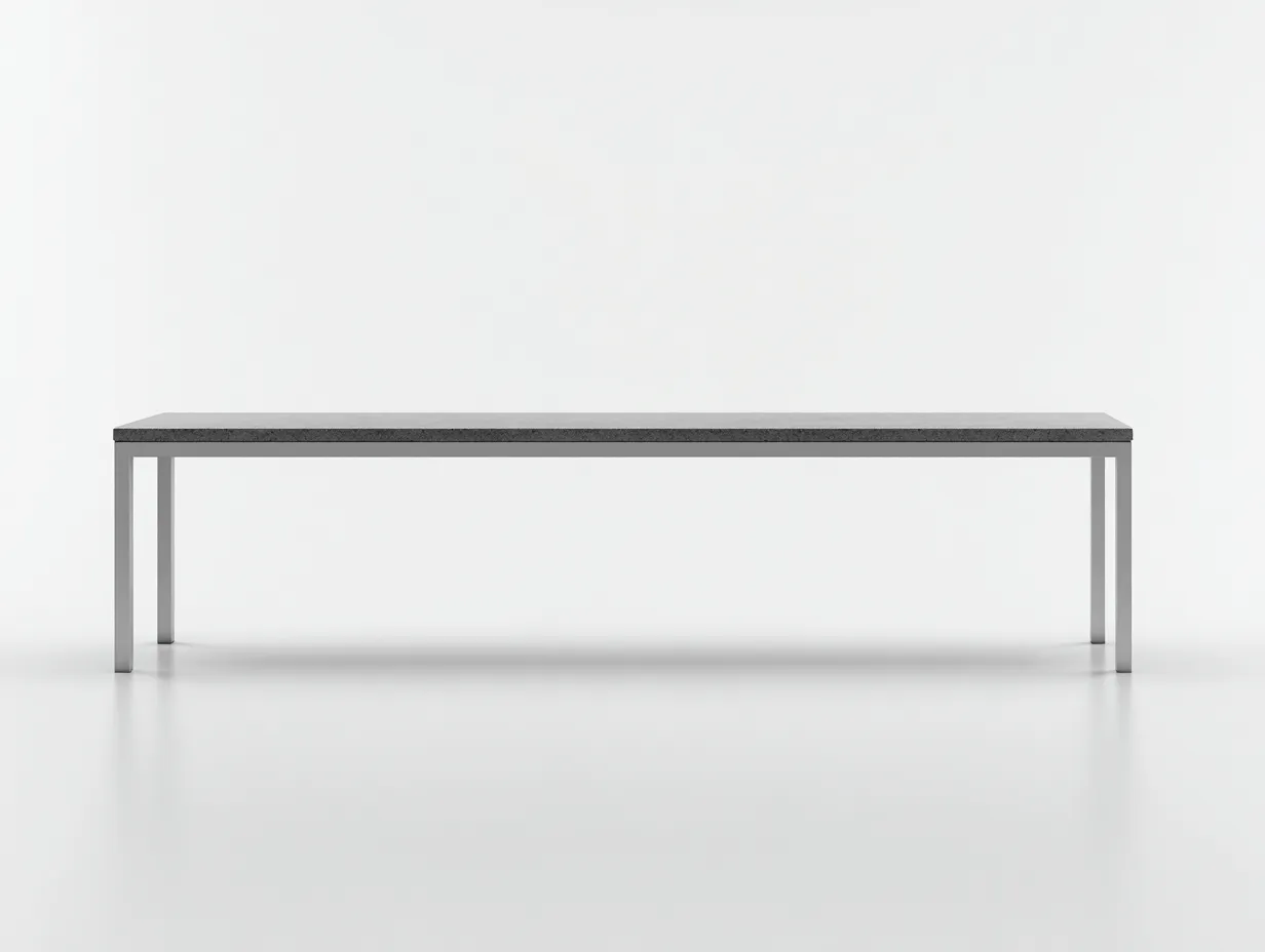 Bank Metall Steinoptik 180x36x44 cm - Granitgrau und Silber - Outdoor-Bank mit schlankem Gestell-Nestmyio