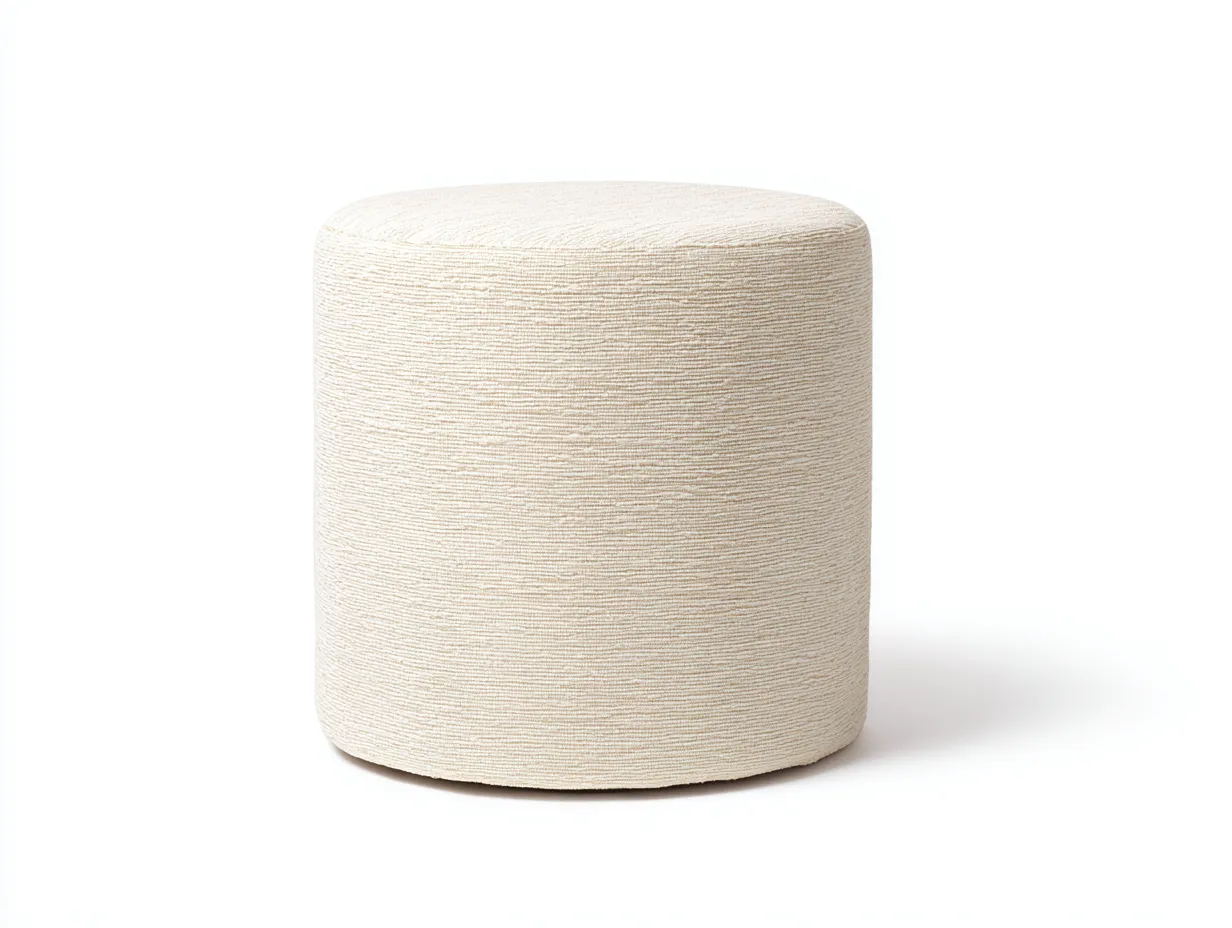 Fußhocker Rund 72x72x42 cm - Creme - gepolsterter Stoffhocker ohne Beine für Wohnzimmer-Roomgopad