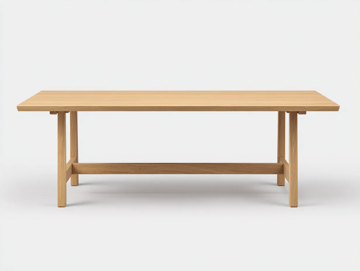Esstisch aus Massivholz 200x90x75 cm - Natur - für das Esszimmer - großer rechteckiger Tisch mit Querstrebe-Roomgopad