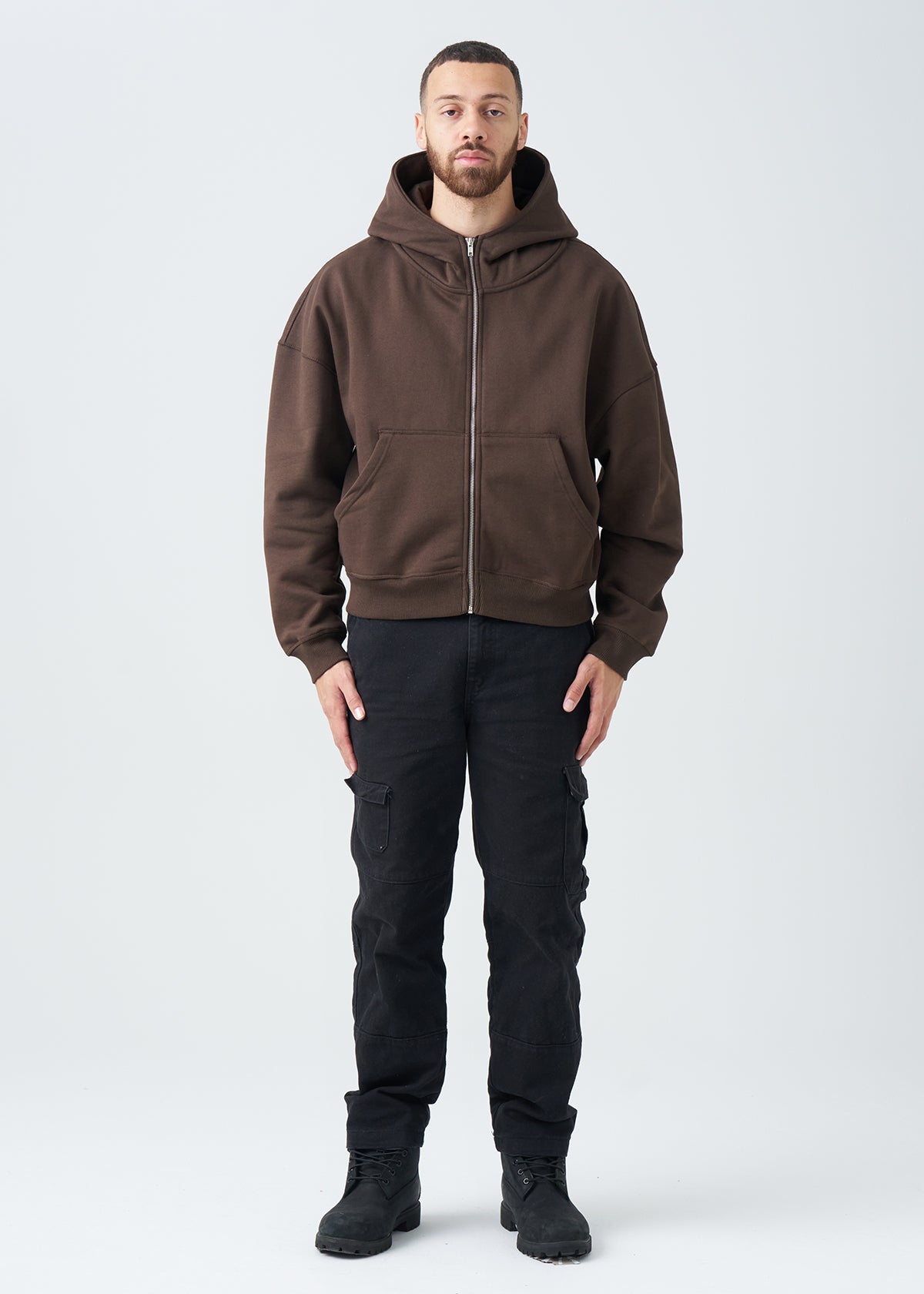14 OZ Oversized Boxy Cropped Heavyweight Full-Zip Sweatshirt