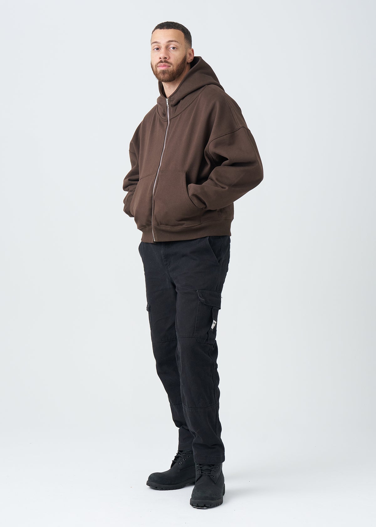 14 OZ Oversized Boxy Cropped Heavyweight Full-Zip Sweatshirt