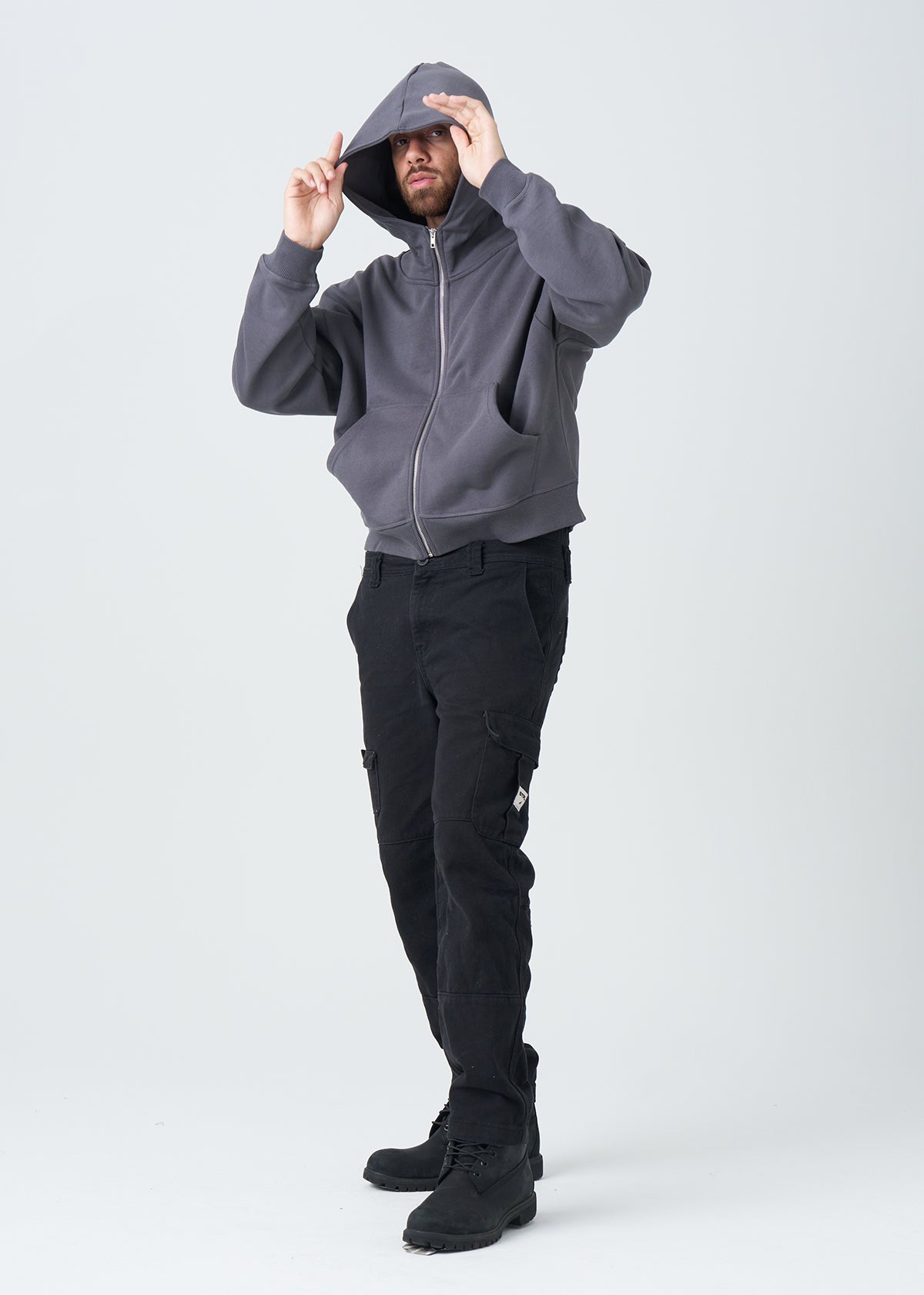 14 OZ Oversized Boxy Cropped Heavyweight Full-Zip Sweatshirt