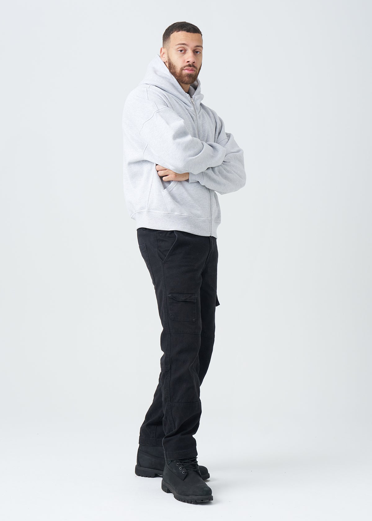 14 OZ Oversized Boxy Cropped Heavyweight Full-Zip Sweatshirt
