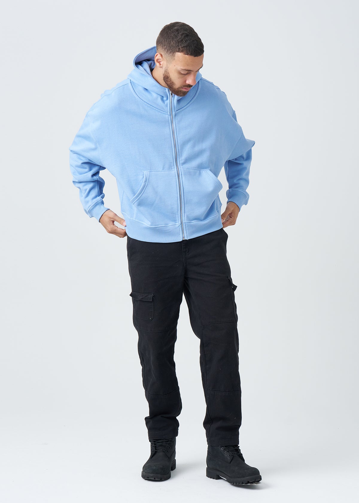 14 OZ Oversized Boxy Cropped Heavyweight Full-Zip Sweatshirt