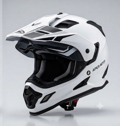 APEX-MT01 Lightweight Dual-Sport Motocross Helmet with Sun Visor – Matte Black & Gloss White