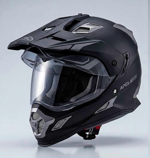 APEX-MT01 Lightweight Dual-Sport Motocross Helmet with Sun Visor – Matte Black & Gloss White