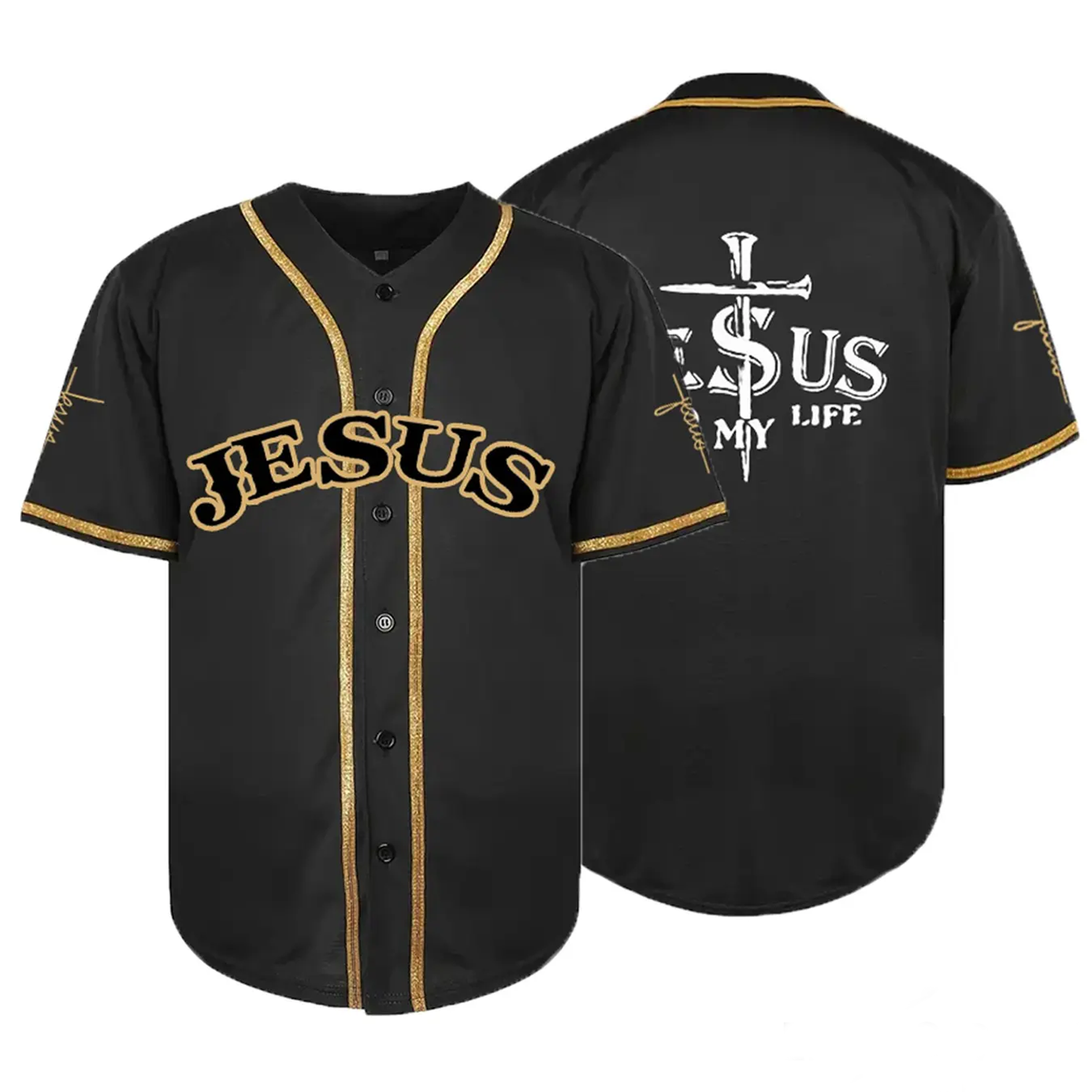 "JESUS" Stitched Baseball Shirt