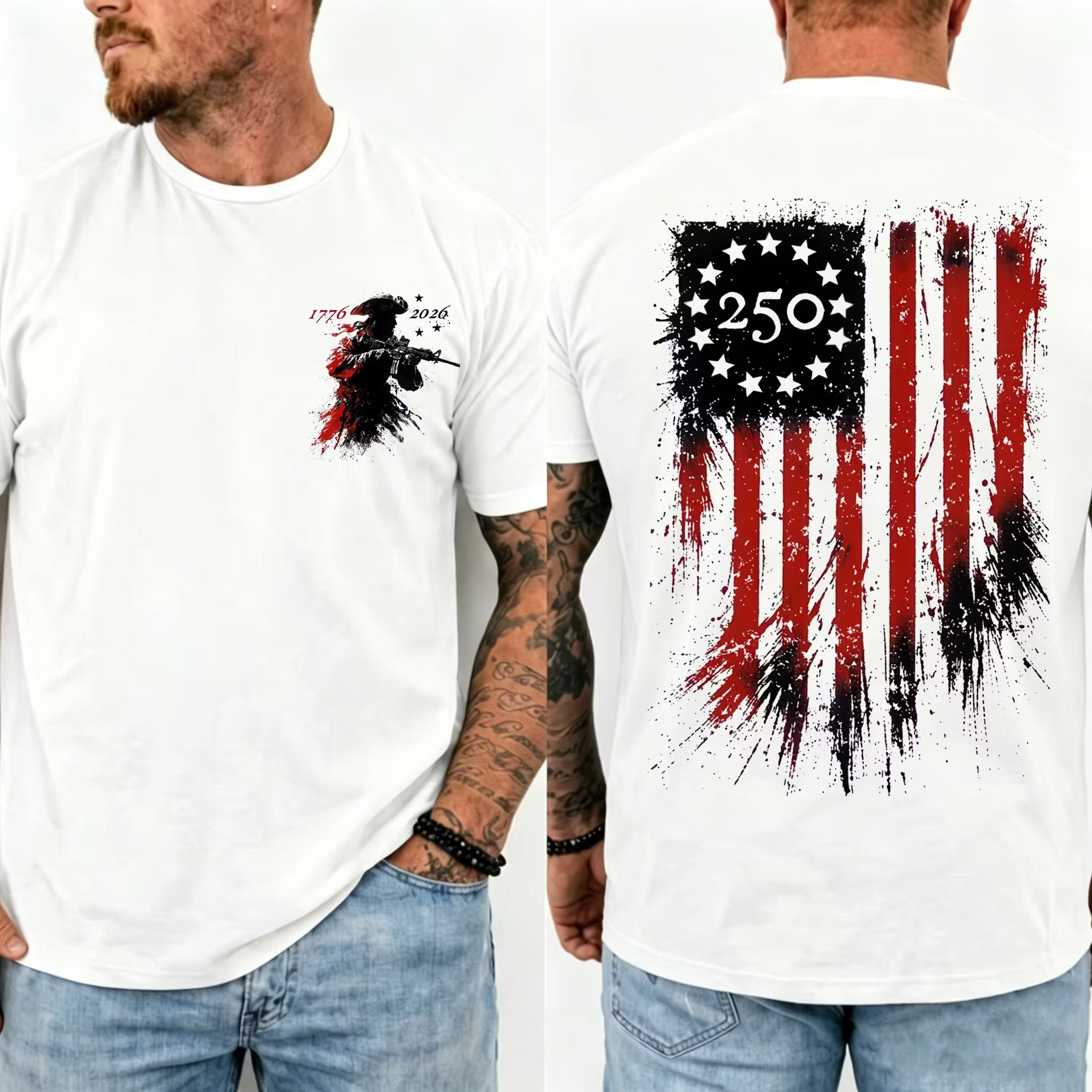 250th Anniversary Distressed American Flag T-Shirt 