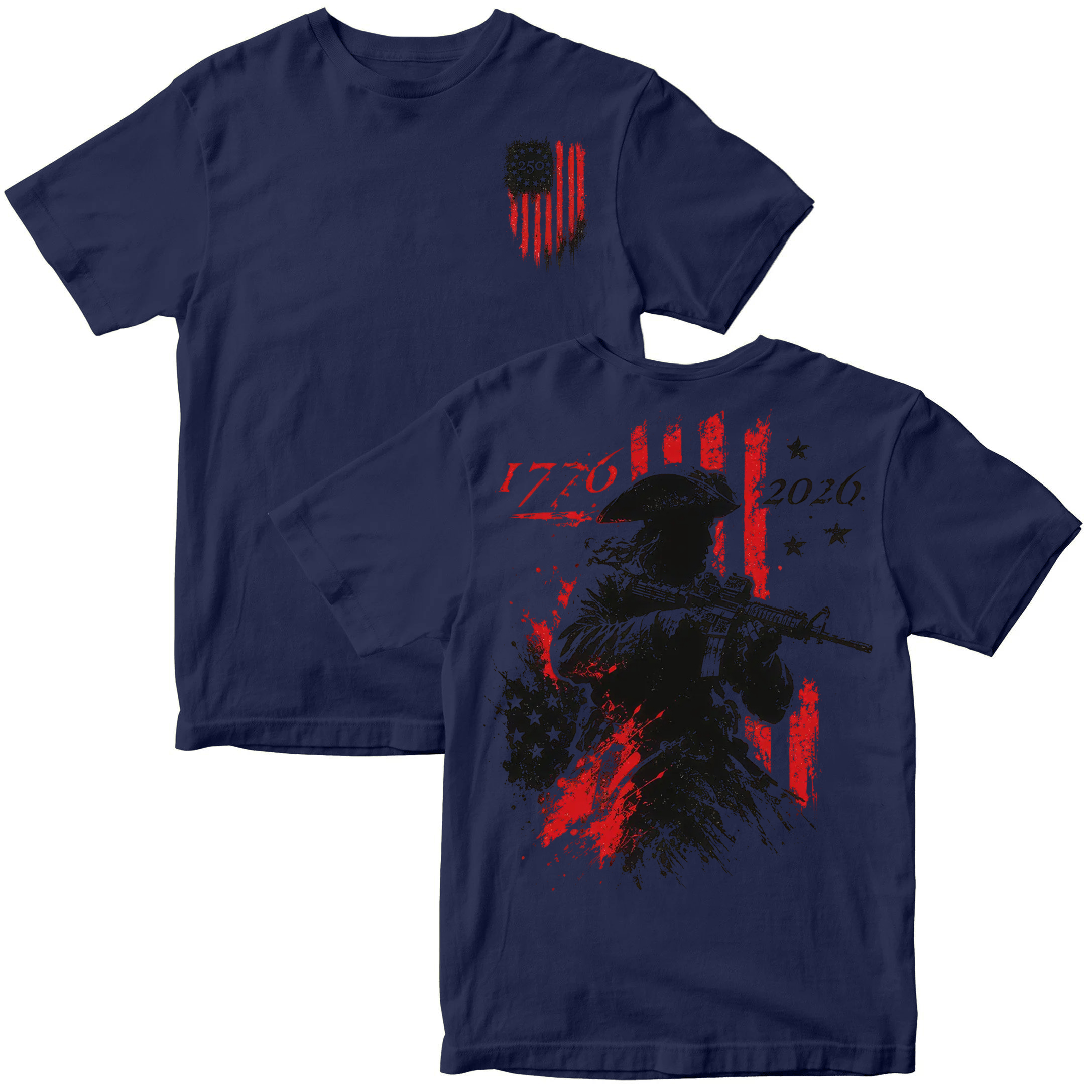 250th Anniversary Distressed American Flag 2-sided Shirt
