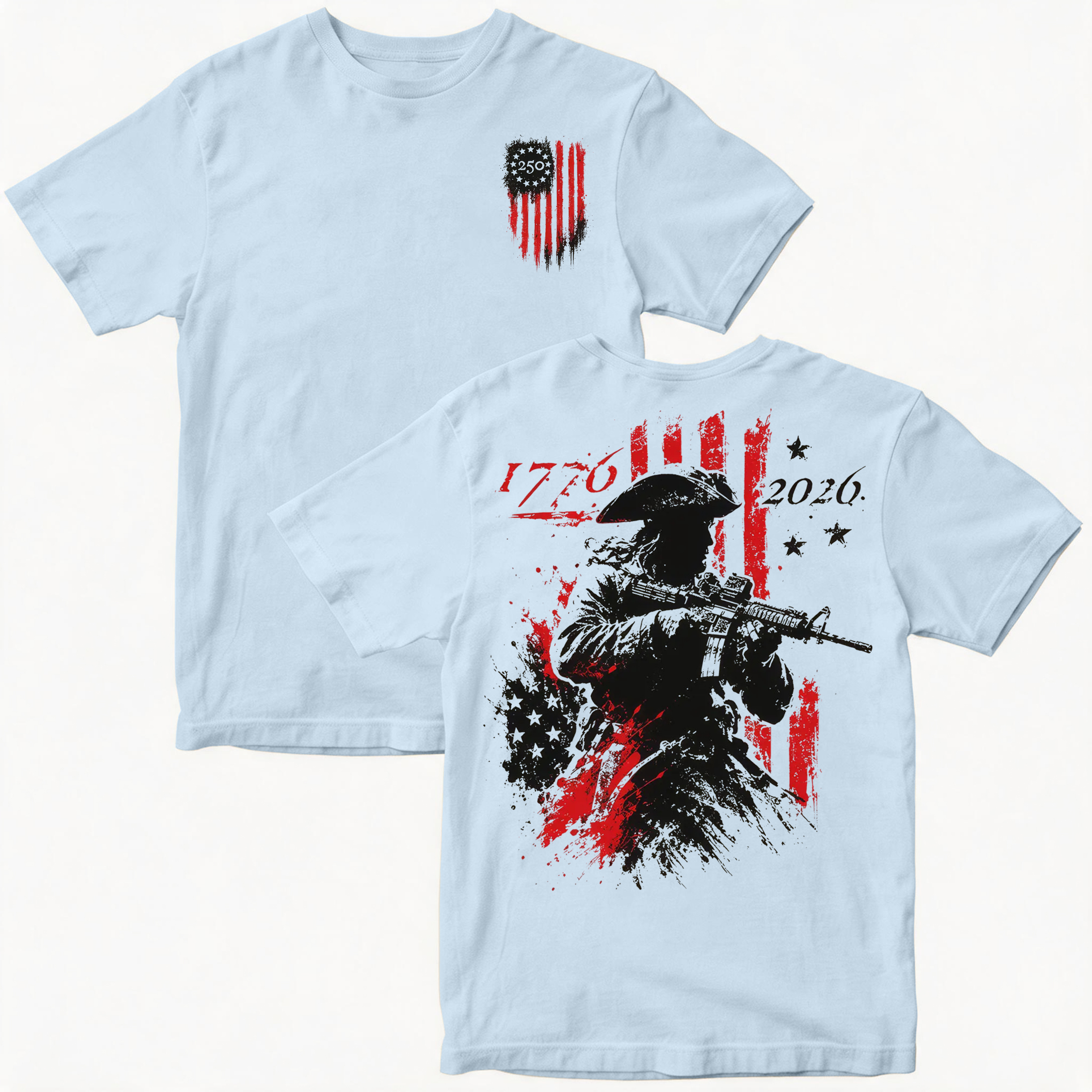 250th Anniversary Distressed American Flag 2-sided Shirt