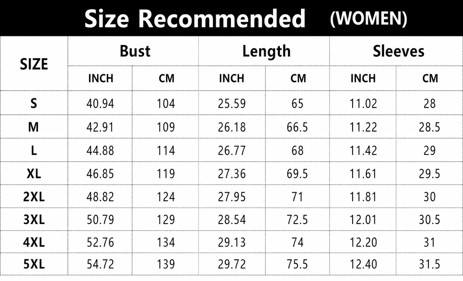 Size chart
