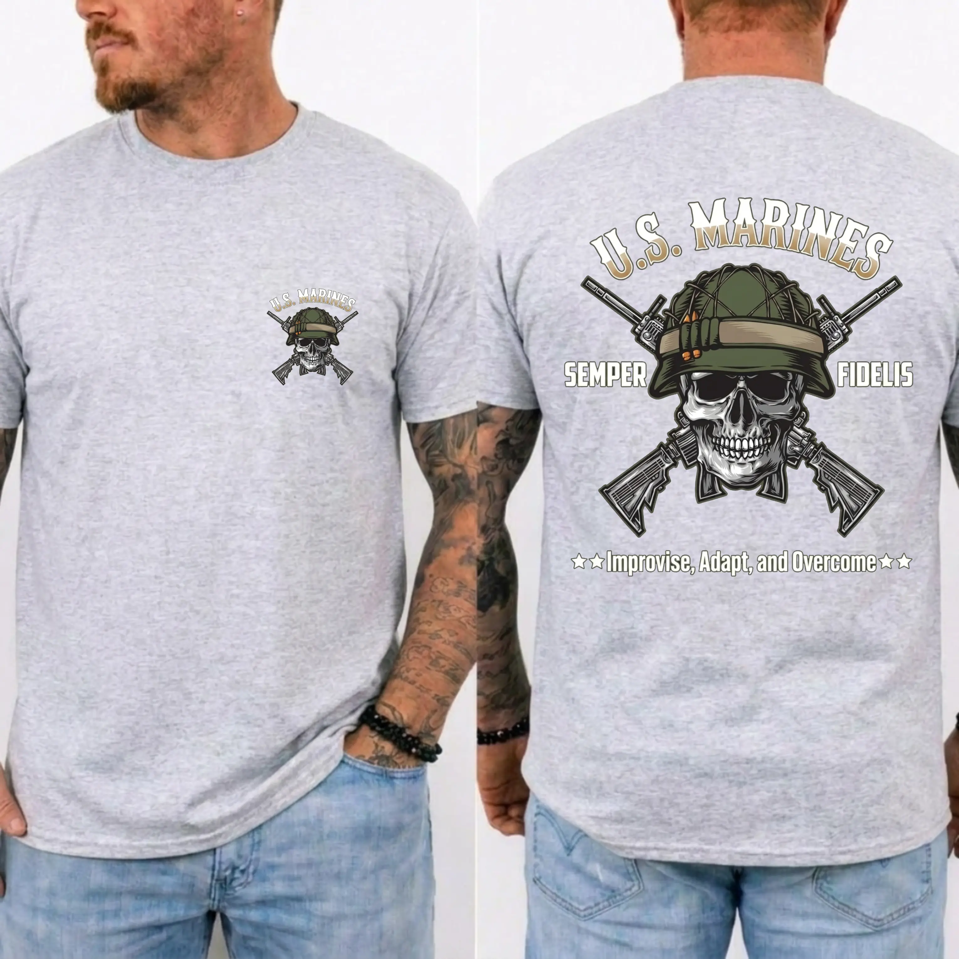 US Marines Skull Rifle T-Shirt