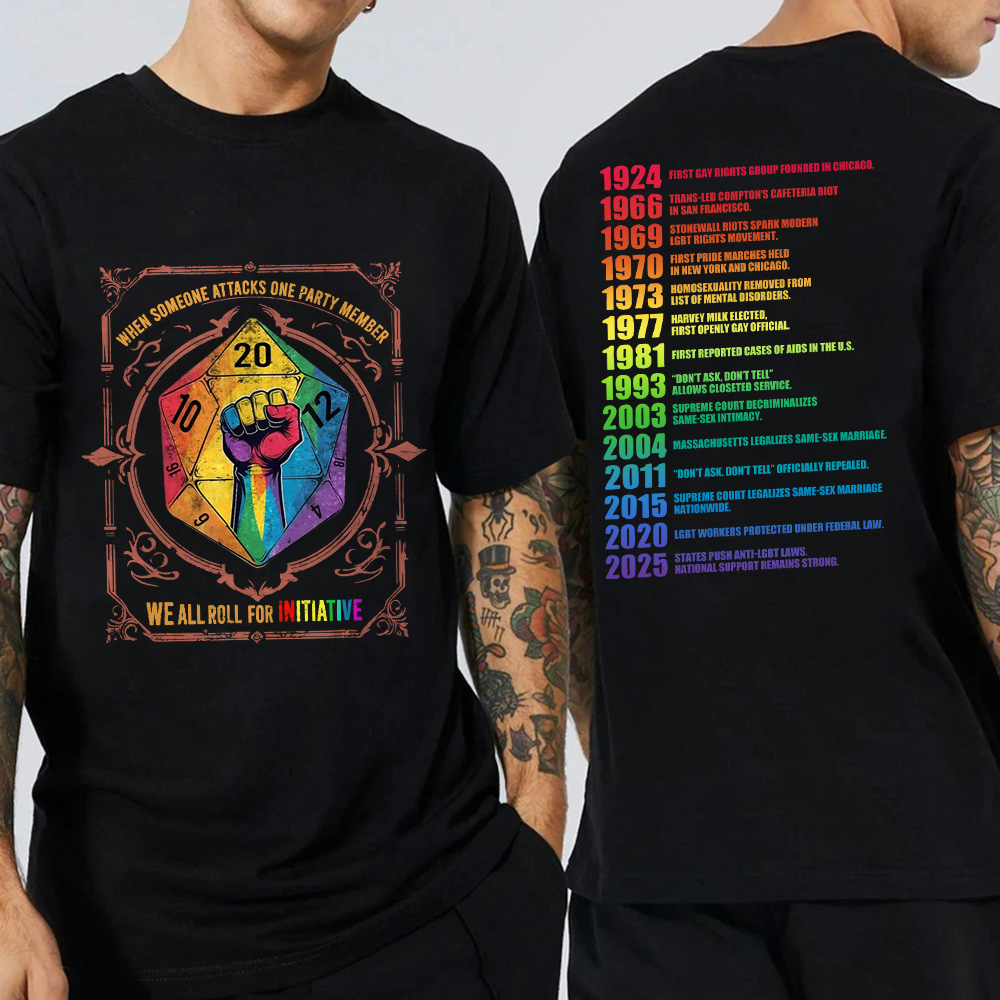 When Someone Atta.cks One Party Member We All Roll for Initiative D&D LGBTQ T Shirt