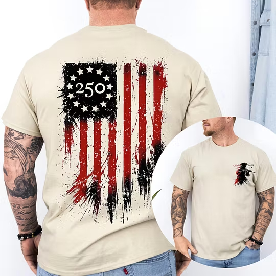 250th Anniversary Distressed American Flag T-Shirt 