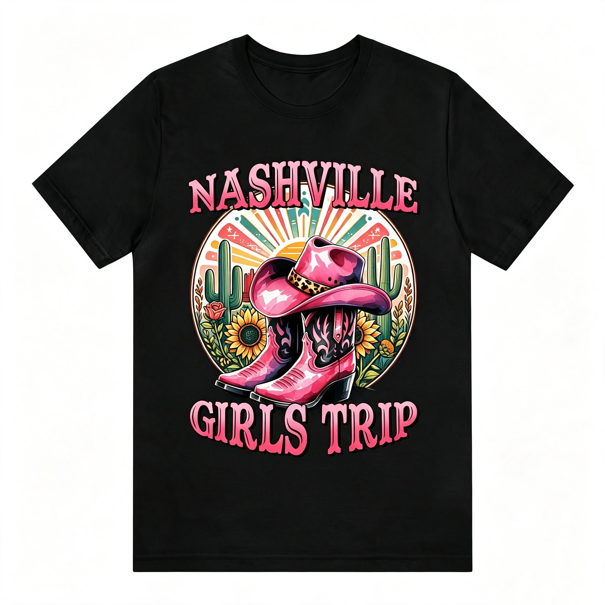 Vintage Western Nashville Girls Trip Cowboy Boots Tee