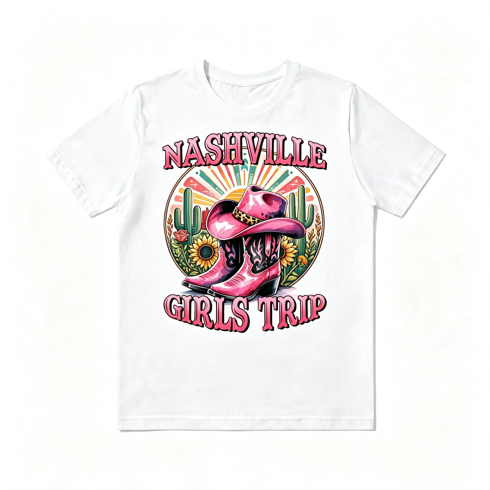 Vintage Western Nashville Girls Trip Cowboy Boots Tee