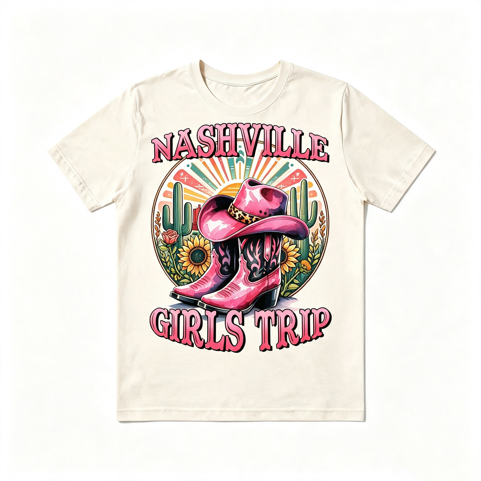 Vintage Western Nashville Girls Trip Cowboy Boots Tee