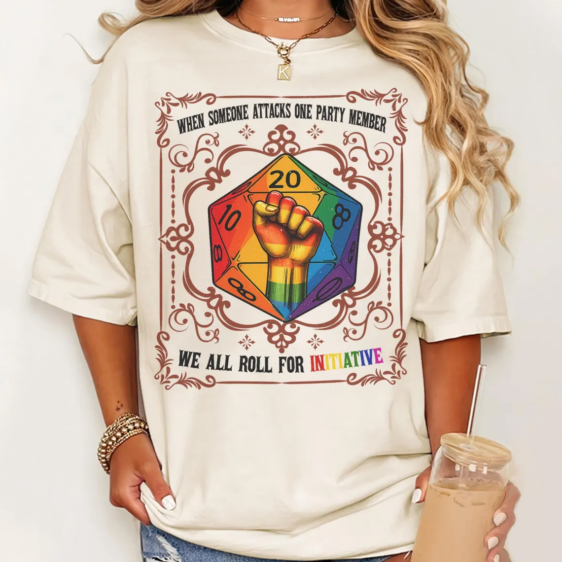 When someone attacks a party member, we all take the initiative D&D LGBTQ T-Shirt