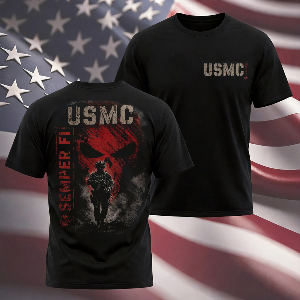 USMC Semper Fi Punisher Skull Shirt