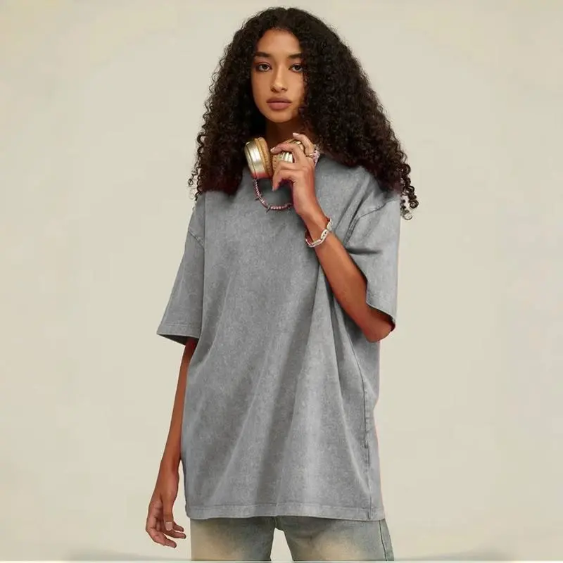 Holafish 3-Pack Unisex Cotton Half Short Sleeves Casual Loose Solid Streetwear T-Shirts Soft Retro Street Top for Fitness Oversized Crewneck Round Neck Garments Summer - Piece