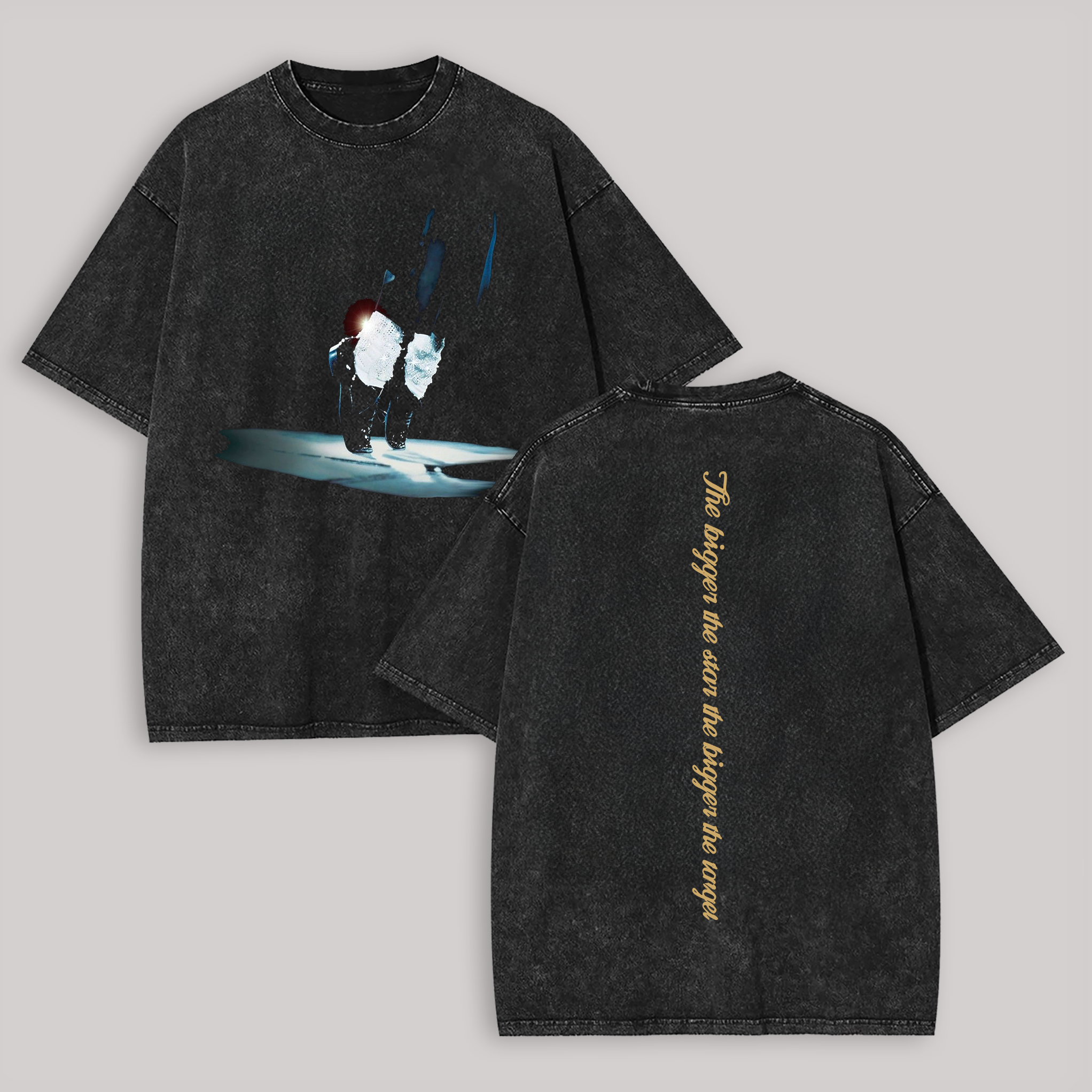 Shadowed Figure’s Mysterious Glow Printed Men's Washed Tee