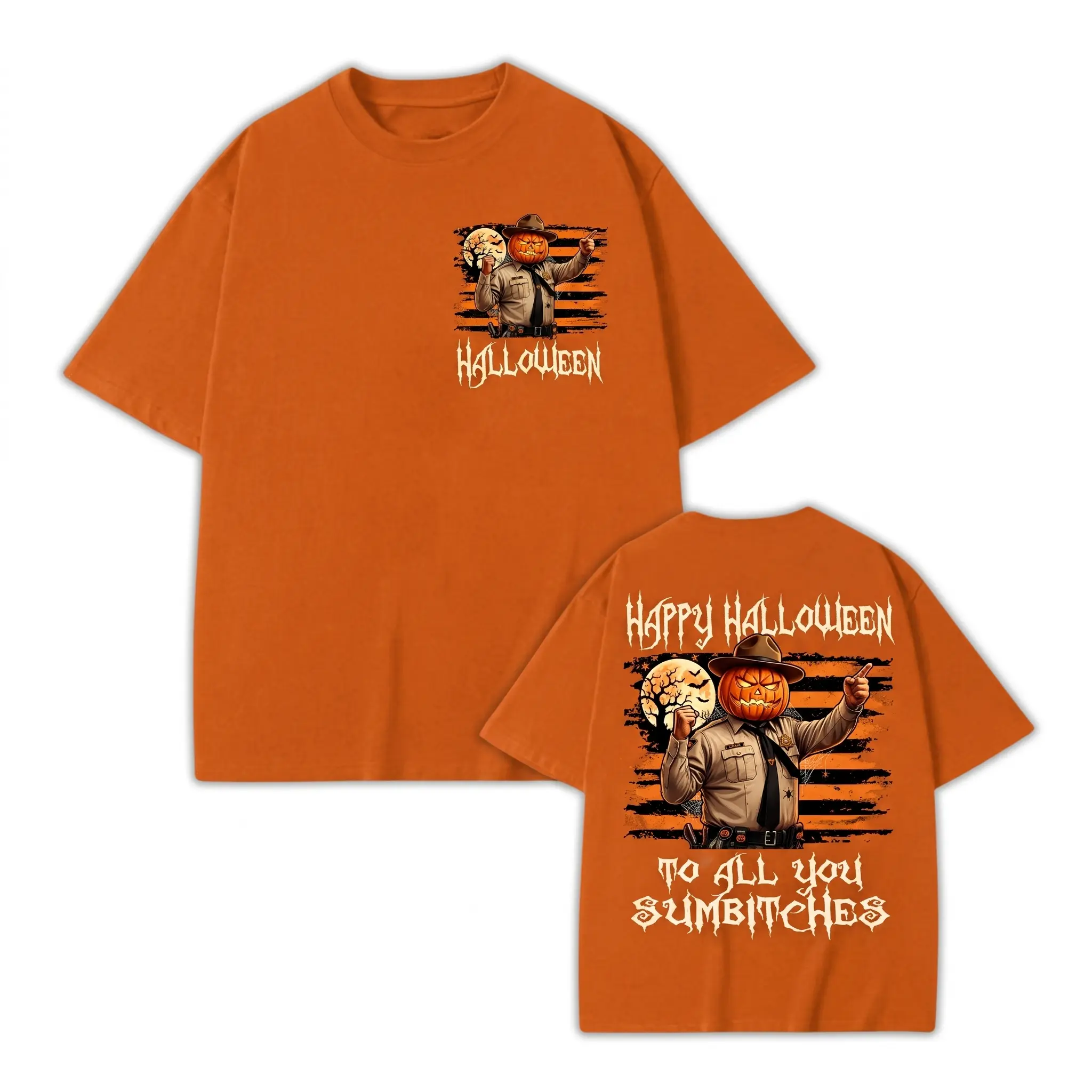 Funny Pumpkin Sheriff Halloween T-Shirt