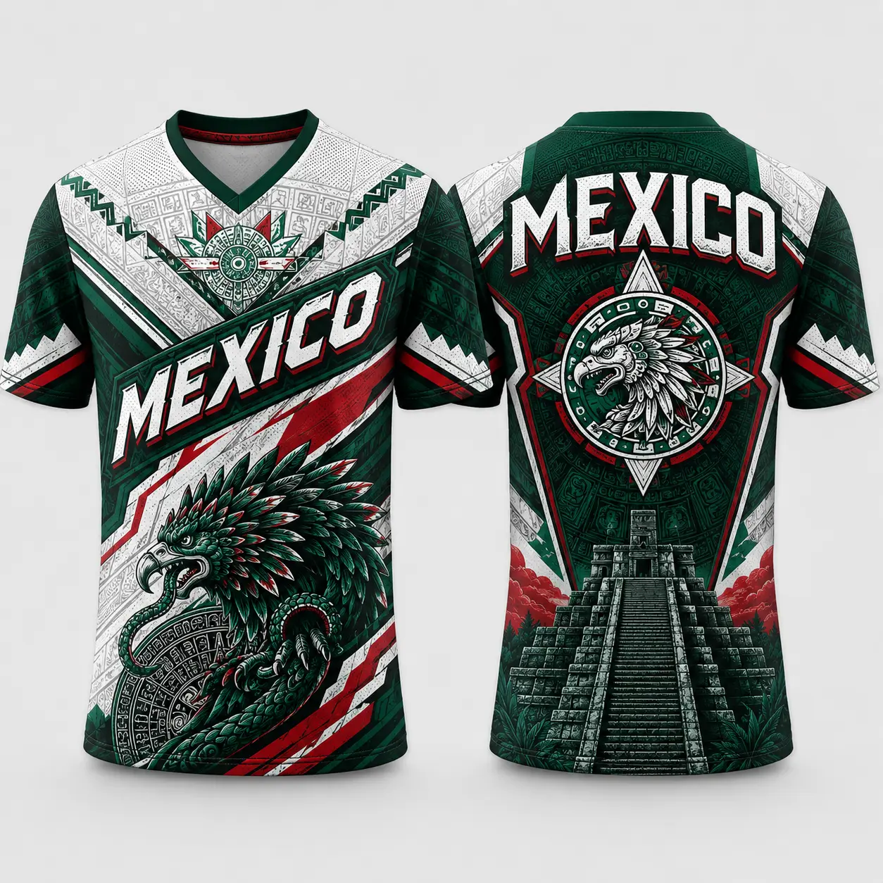 Short-Sleeve V-Neck Mexico Jersey T-Shirt - Unisex