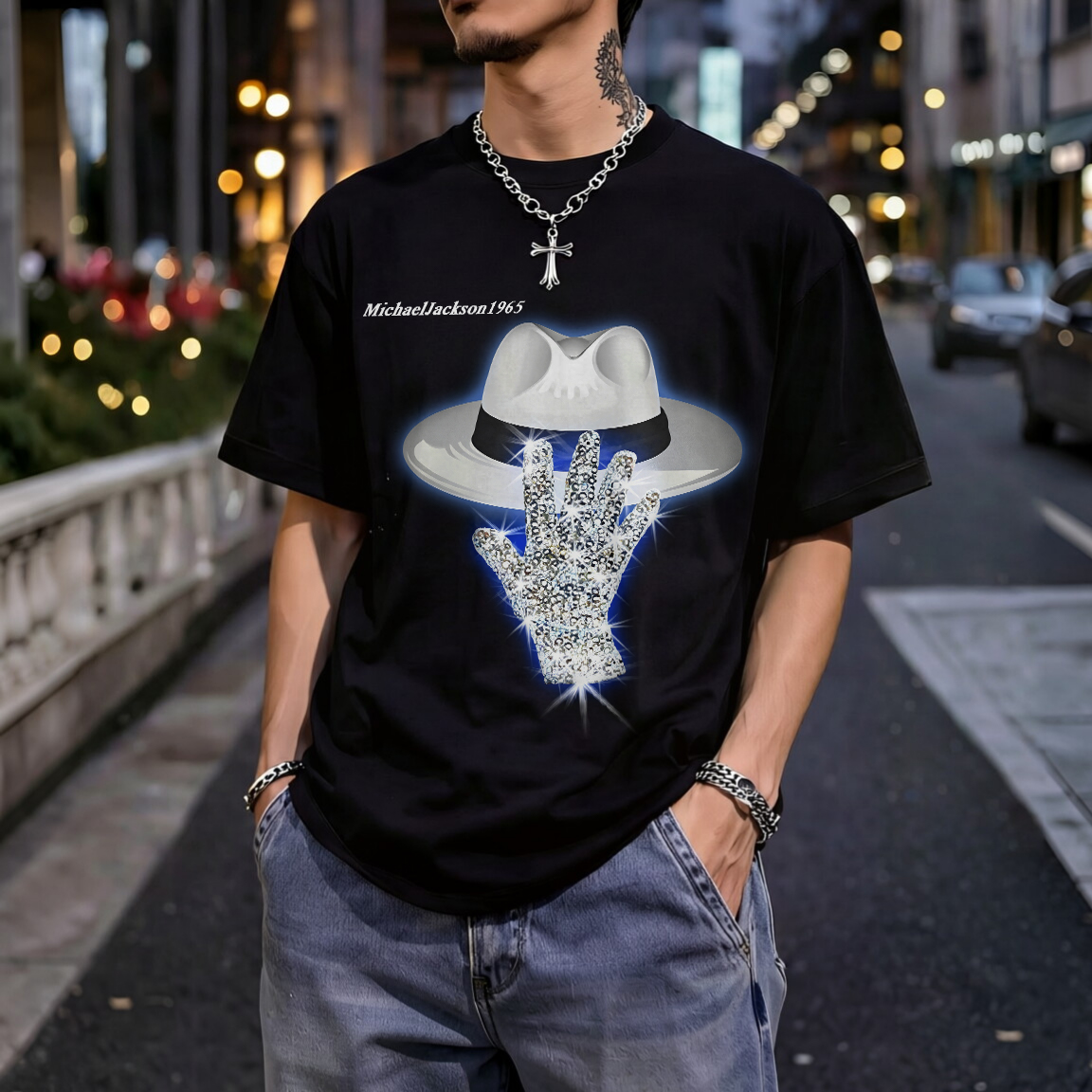 Michael Jackson Hat And Glove Printed Men's T-shirt