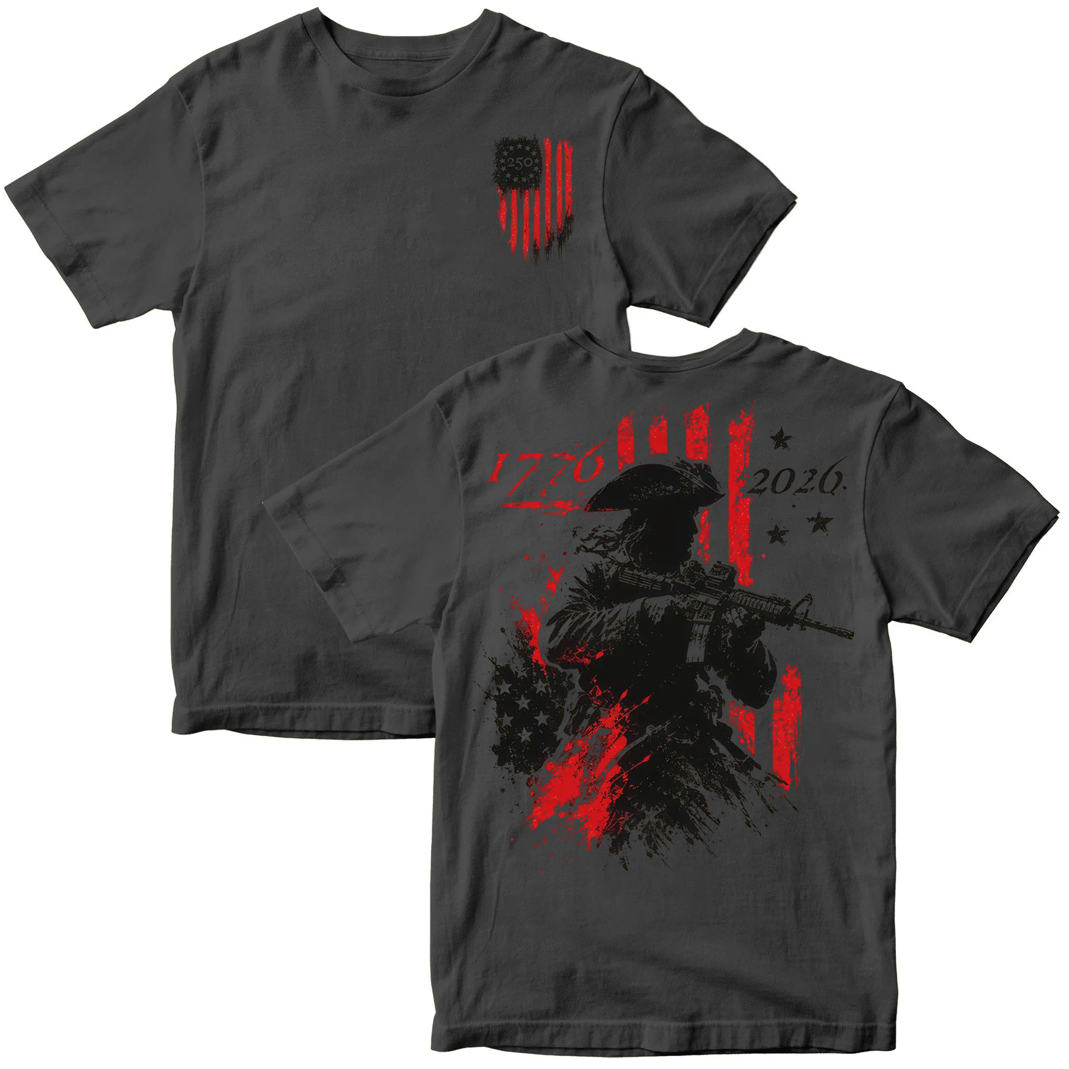 250th Anniversary Distressed American Flag 2-sided Shirt